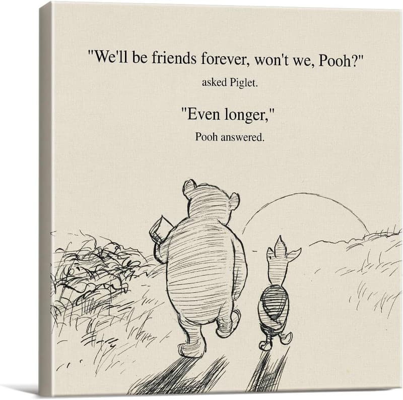 Friendship Quote Canvas Art - Retro Winnie the Pooh Decor (8x8)
