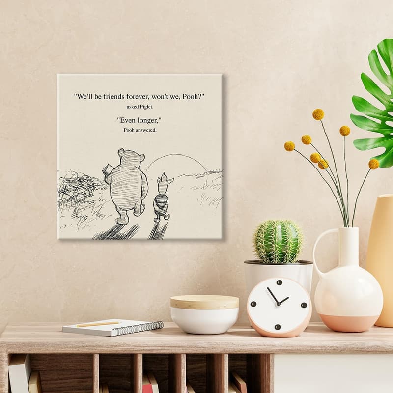 Friendship Quote Canvas Art - Retro Winnie the Pooh Decor (8x8)