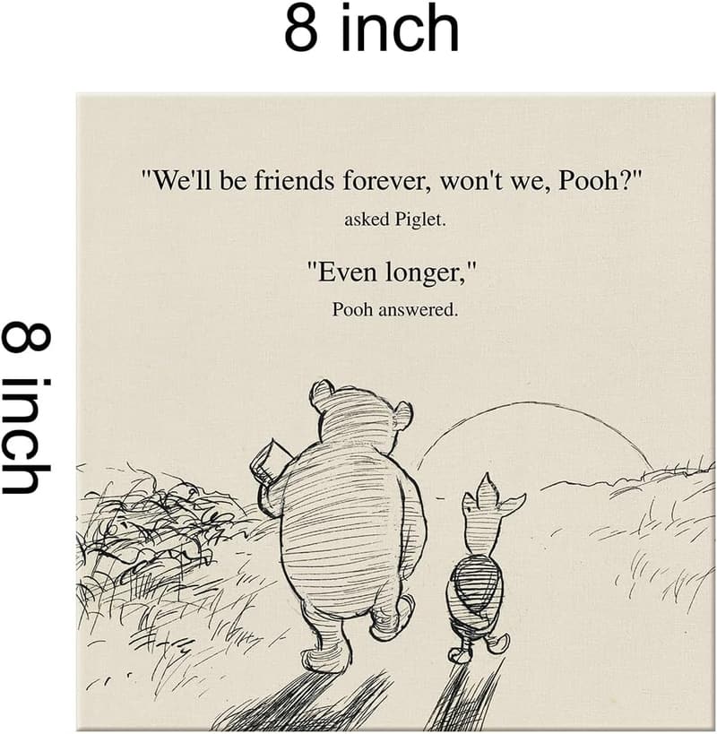 Friendship Quote Canvas Art - Retro Winnie the Pooh Decor (8x8)