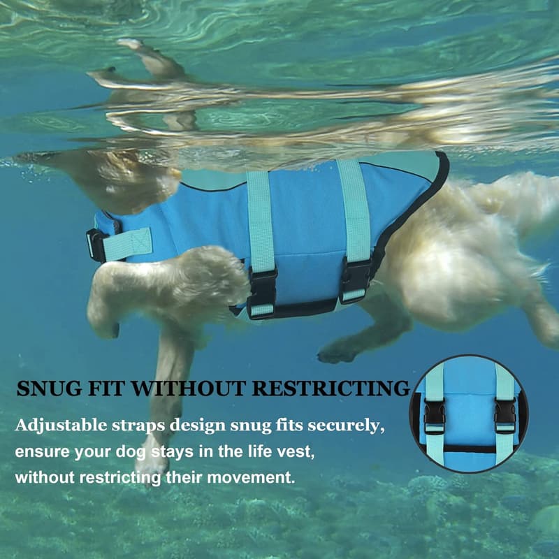 Dog Life Jacket - Cute Shark Float Vest with Buoyancy Handle