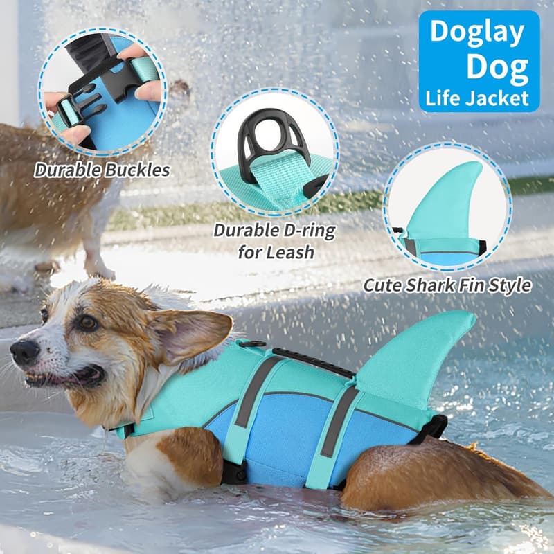 Dog Shark Jacket - Ripstop Life Vest for Swimming & Boating