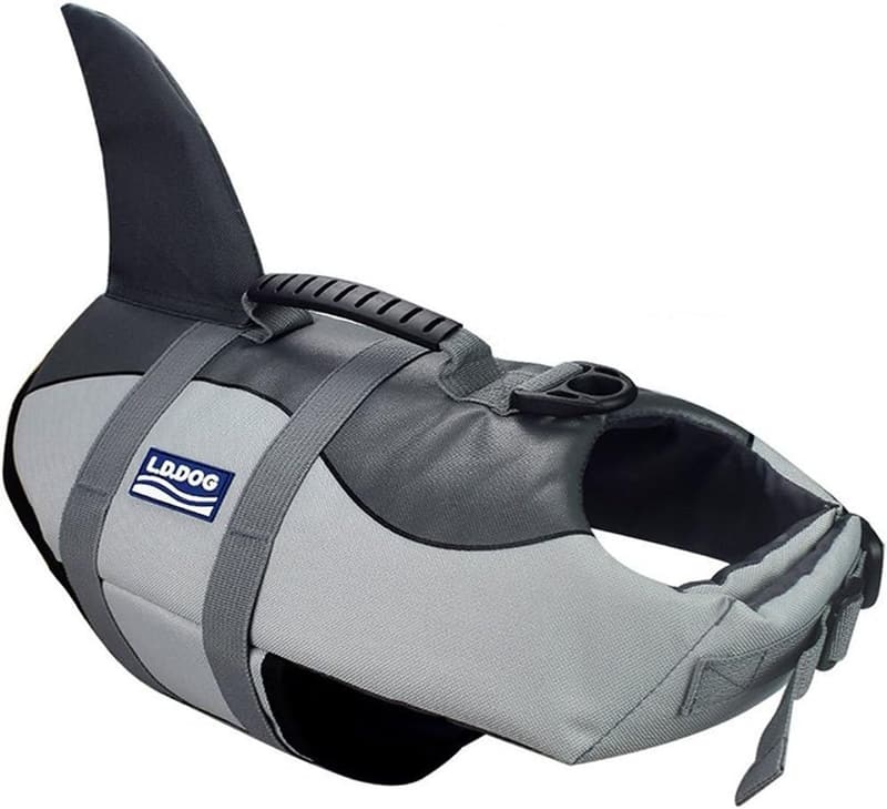 Medium Dog Life Jacket - Grey Animal Print, Quick-Drying & Adjustable