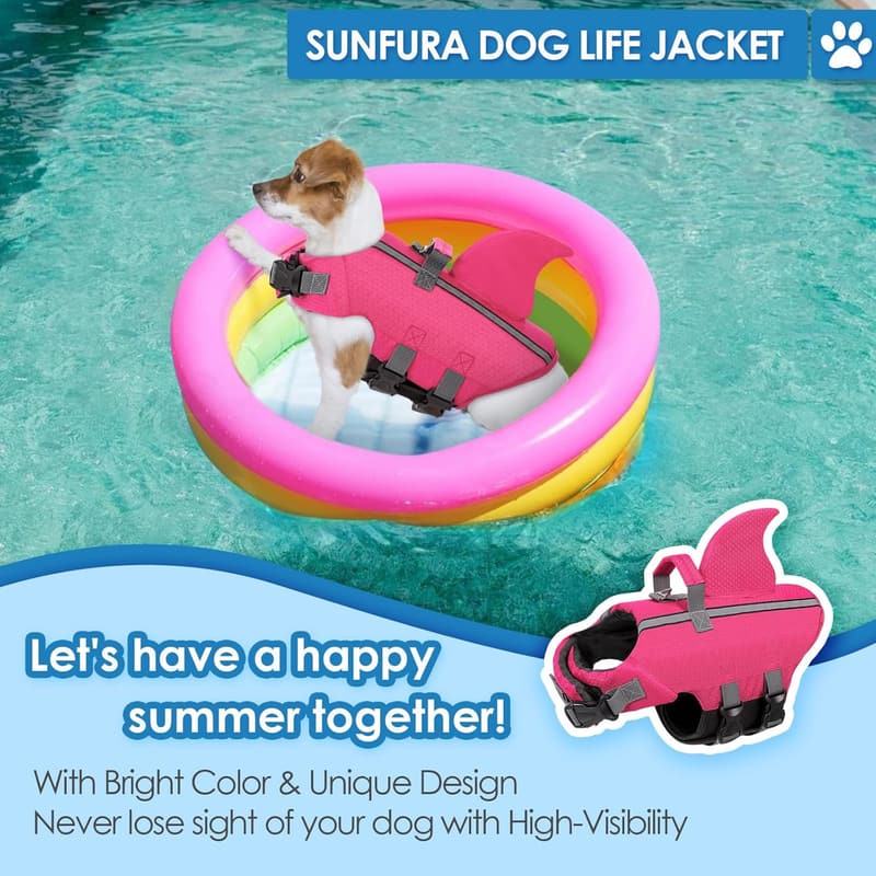 Dog Life Jacket for Small Medium Breeds - Adjustable Hot Pink
