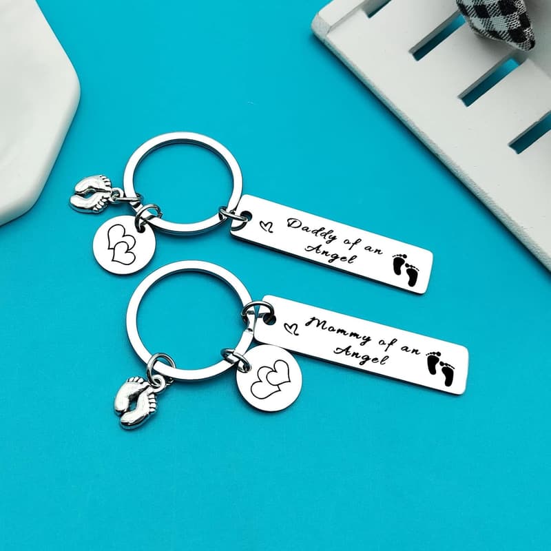 Angel Memorial Keychain Set for Parents – Miscarriage Keepsake