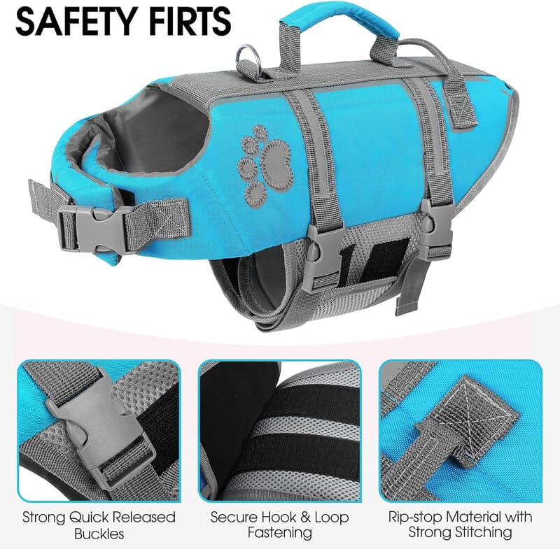 Dog Life Jacket for Small Dogs – Adjustable Swim Vest with Safety Handle