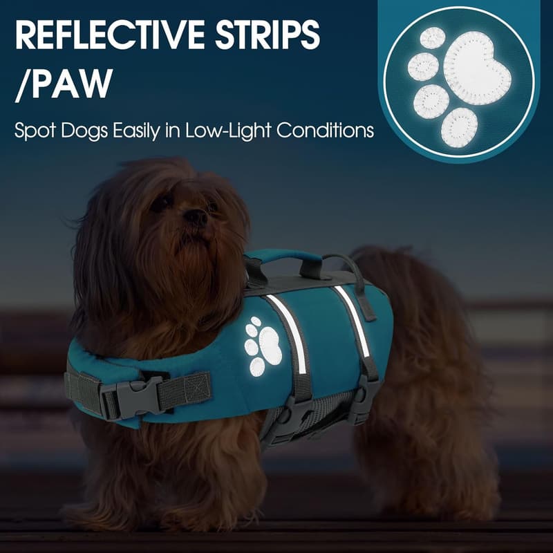 Dog Life Jacket for Small Dogs – Adjustable Swim Vest with Safety Handle