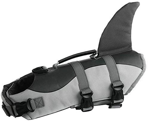 Large Shark Dog Life Jacket with Reflective Stripes and Adjustable Belt