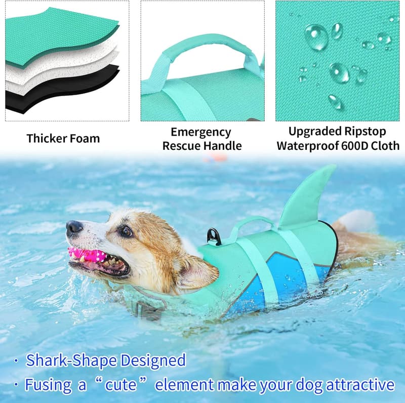 Dog Life Jacket with High Buoyancy - Adjustable Ripstop Vest for Small to Large Dogs