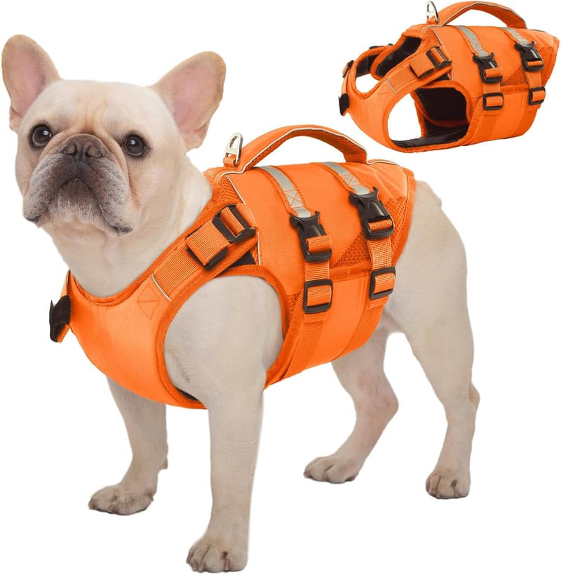 Adjustable High Flotation Dog Life Jacket with Rescue Handle
