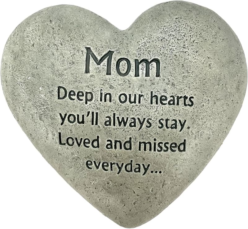 Memorial Garden Stone for Mom - 6 Inch Cement Heart