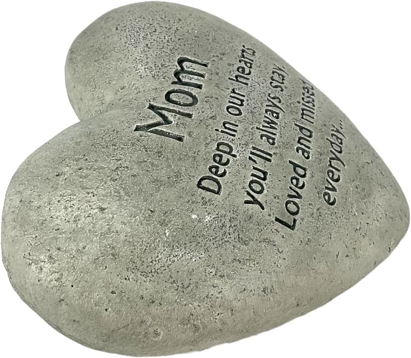 Memorial Garden Stone for Mom - 6 Inch Cement Heart