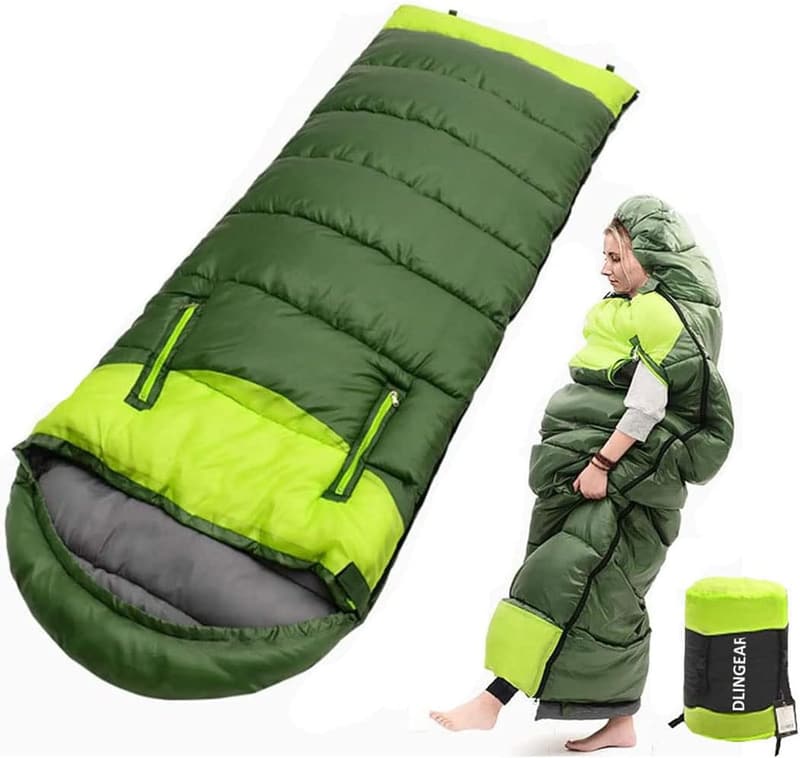 Warm XL Waterproof Sleeping Bag for Adults & Kids (32F-59F)