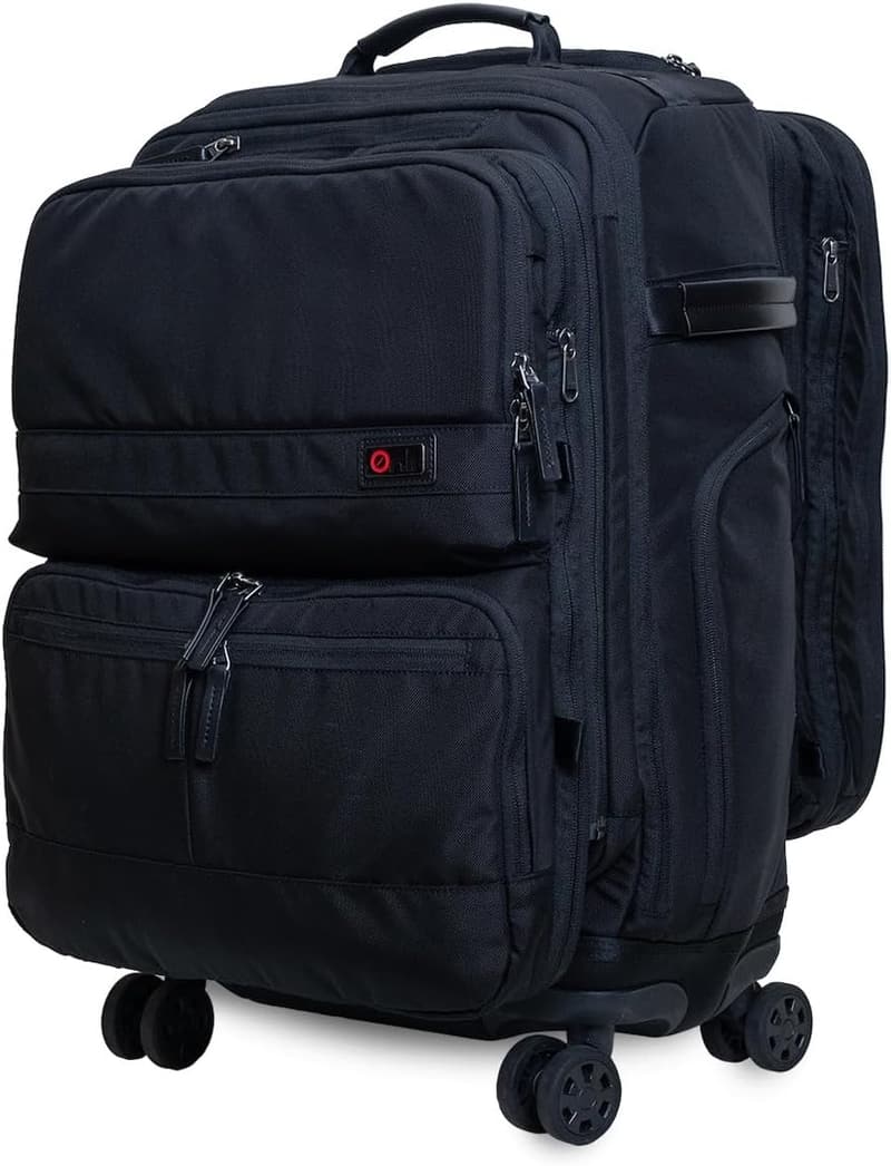 Expandable 4-Wheel Spinner Carry-On with 2 Zip-Off Bags (Black)