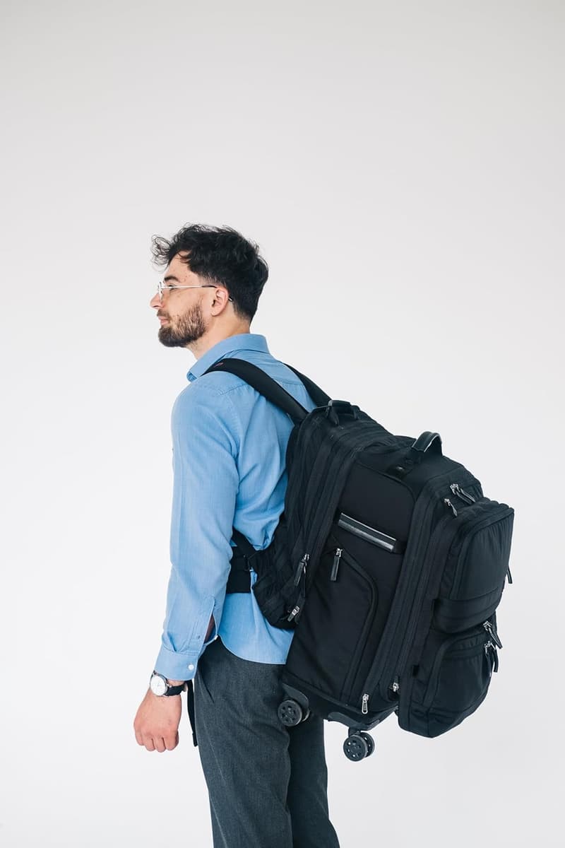 Expandable 4-Wheel Spinner Carry-On with 2 Zip-Off Bags (Black)
