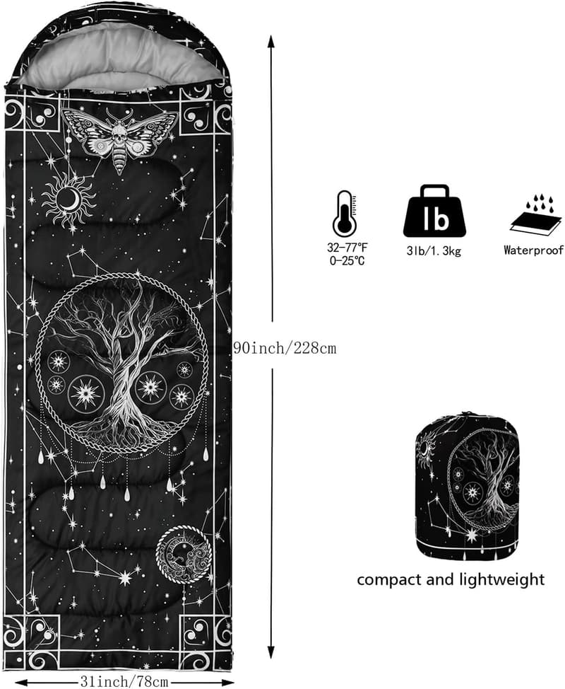 3-Season Lightweight Waterproof Sleeping Bags for Adults & Kids