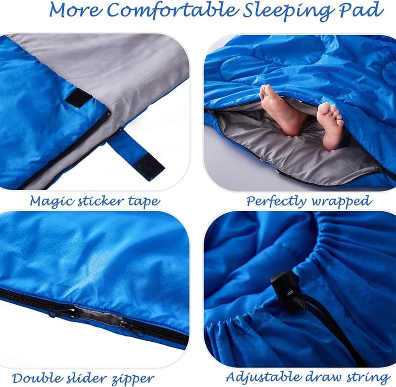 Queen Size Double Sleeping Bag with 2 Pillows - Waterproof, 3 Seasons