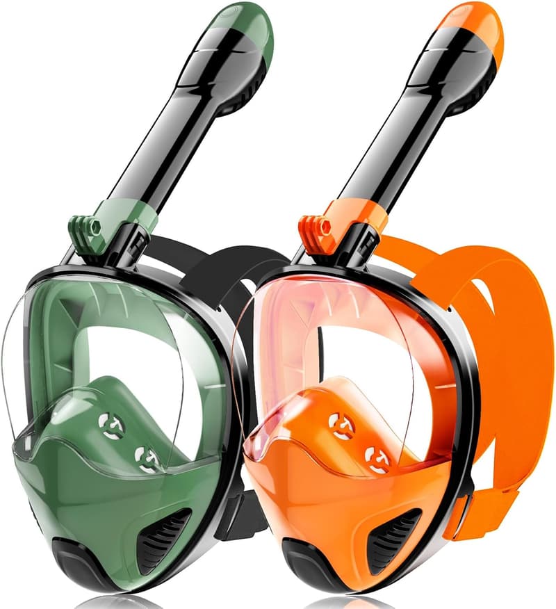 Panoramic 180° Full Face Snorkel Mask with Camera Mount