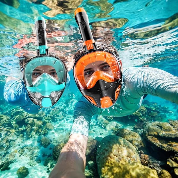 Panoramic 180° Full Face Snorkel Mask with Camera Mount