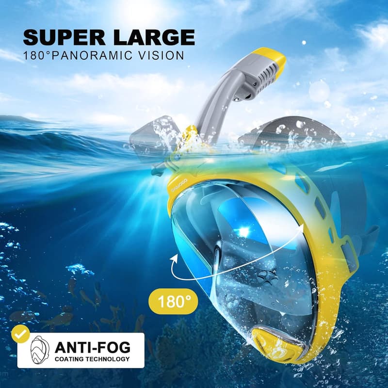 Full Face Snorkel Mask Package with Swim Fins & Bag