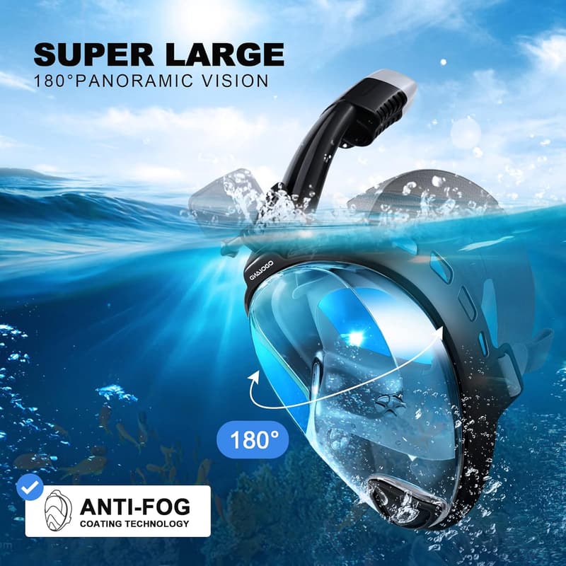 Full Face Snorkel Mask Package with Adjustable Fins & Gear