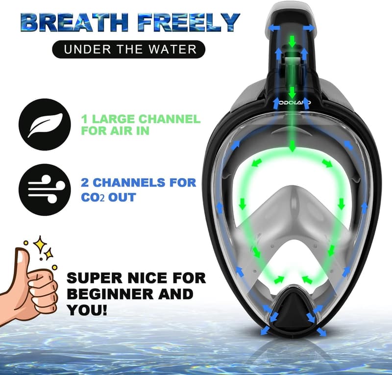Full Face Snorkel Mask Package with Adjustable Fins & Gear
