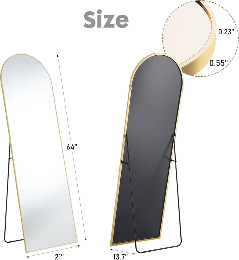 Gold Arched Full Length Mirror - 64
