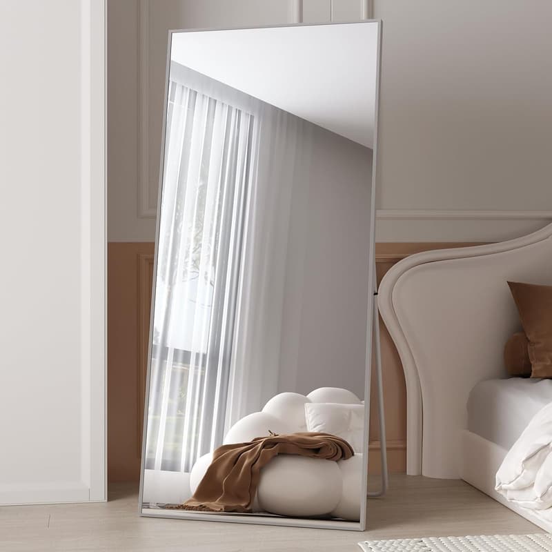 Silver Full-Length Tempered Mirror with Stand - 65
