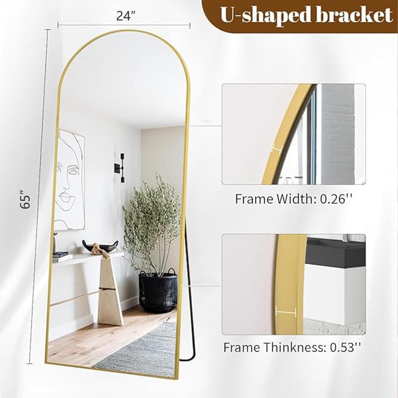 Arched Gold Full-Length Mirror, 65