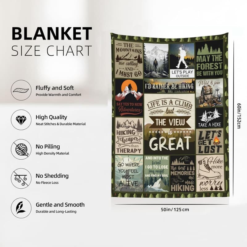 Hiking Blanket for Outdoorsy Women and Men - 50