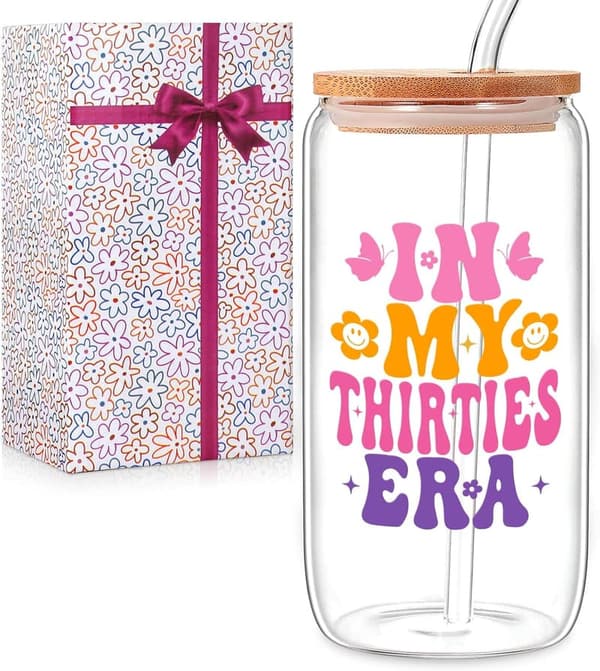 30th Birthday 16 oz Glass Cup for Women