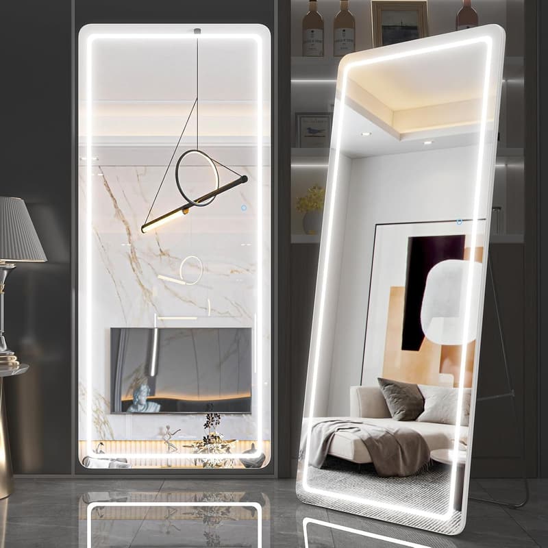 Full-Length Wall Mounted Mirror with Lights - 56