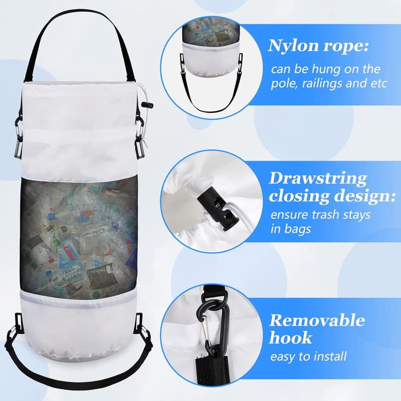 Portable Mesh Trash Bags for Boat, Kayak & Camping - 2 Packs