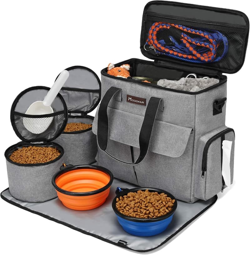 Airline-Approved Dog Travel Bag with Food Containers and Bowls