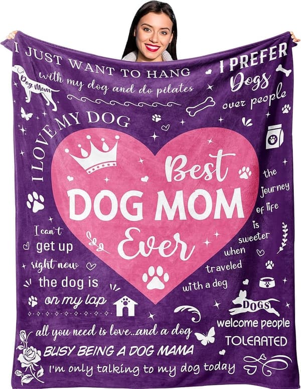 Dog Mom Gifts: 60” x 50” Blanket for Dog Lovers