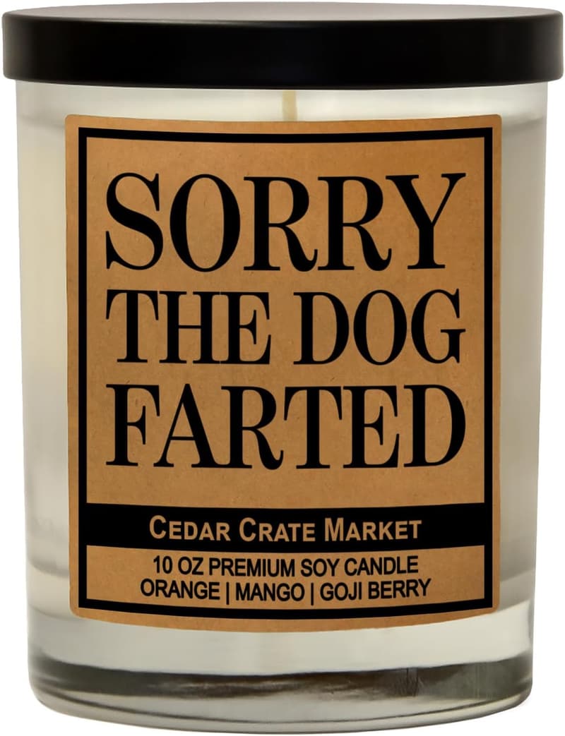 Funny Candle Gift for Dog Lovers - Soy Wax, Orange Patchouli