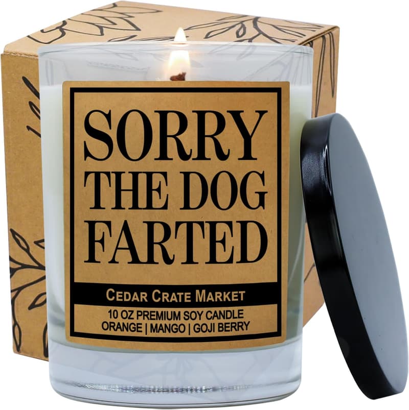 Funny Candle Gift for Dog Lovers - Soy Wax, Orange Patchouli