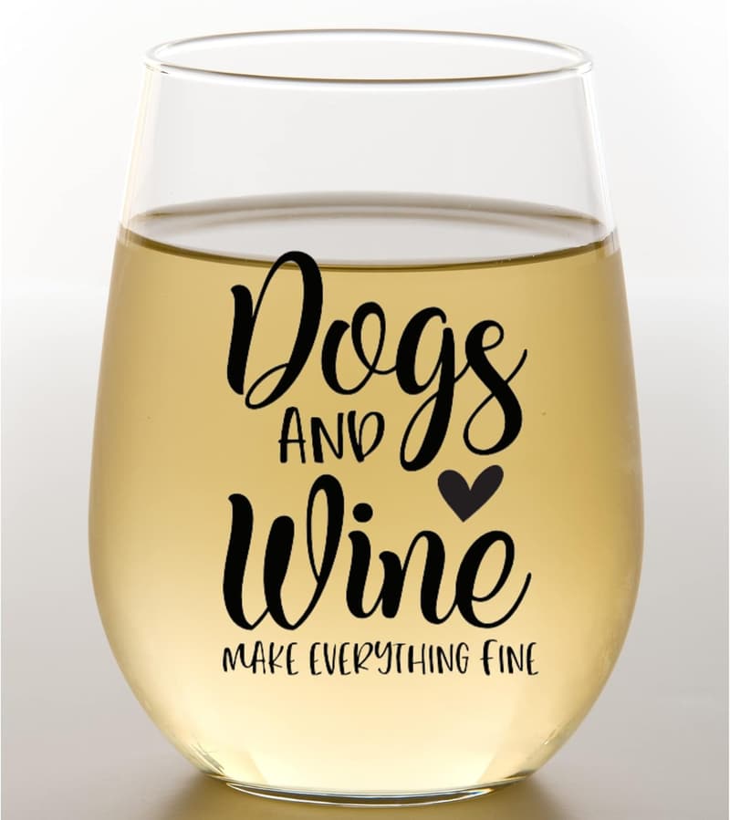 Dog Lovers 15 Oz Scratch Resistant Wine Glass - Unique Gift