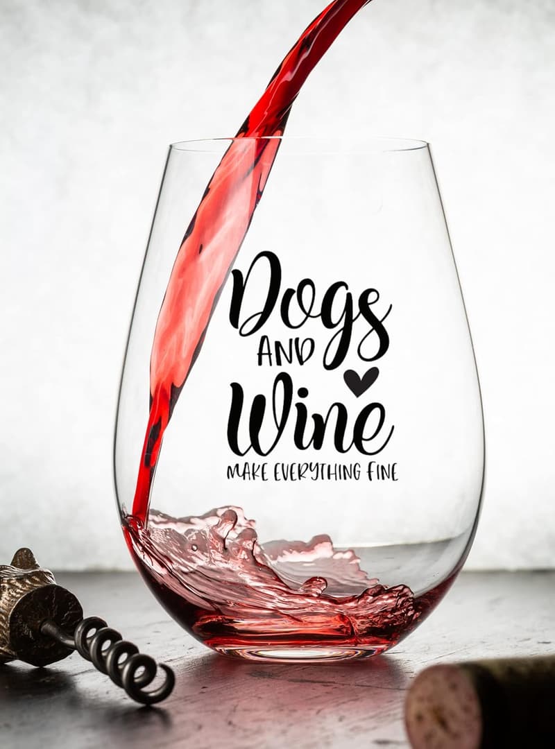 Dog Lovers 15 Oz Scratch Resistant Wine Glass - Unique Gift