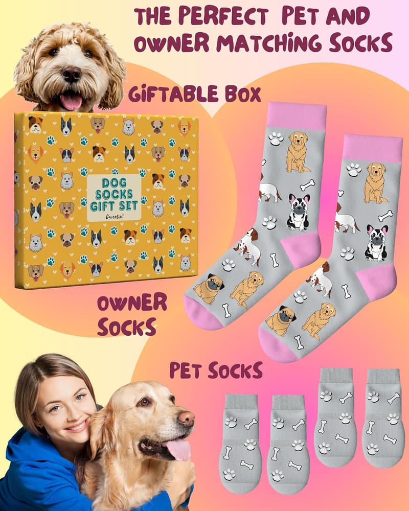 Matching Dog & Owner Socks Set, Funny Gifts for Dog Lovers