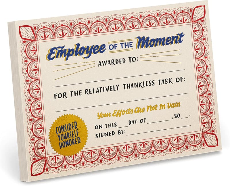 Coworker Appreciation Award Certificate Pad, 5.15 x 7 Inches