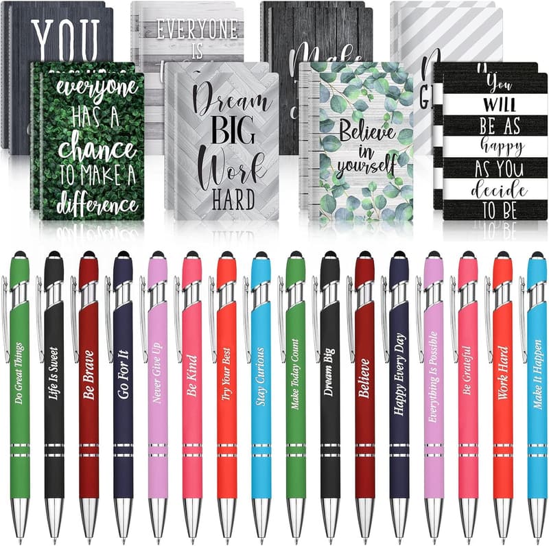 Inspirational Quote Pen and Mini Journal Gift Set for Adults