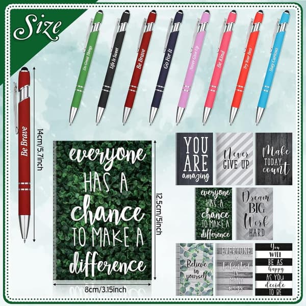 Inspirational Quote Pen and Mini Journal Gift Set for Adults