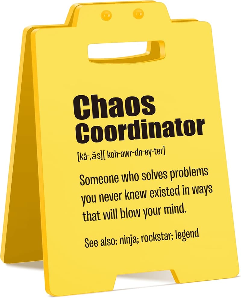 Funny Chaos Coordinator Desk Sign | Appreciation Gift for Coworkers