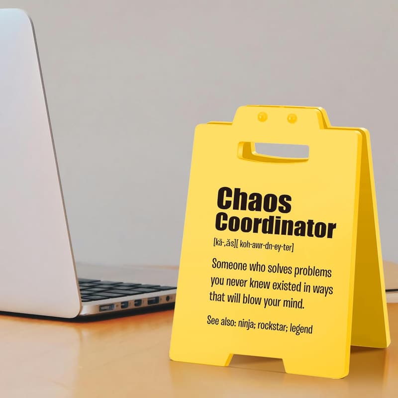 Funny Chaos Coordinator Desk Sign | Appreciation Gift for Coworkers