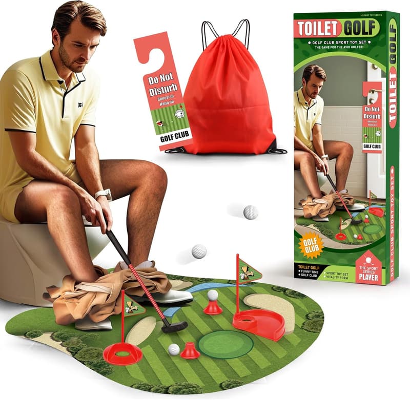 Toilet Golf Game - Fun Bathroom Gift for Men