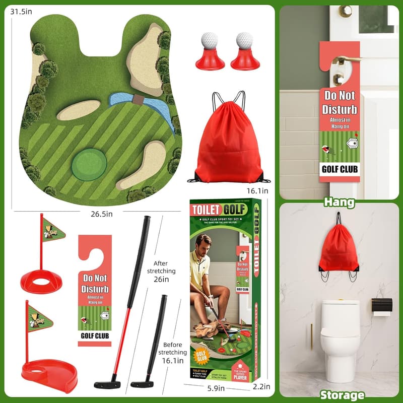 Toilet Golf Game - Fun Bathroom Gift for Men
