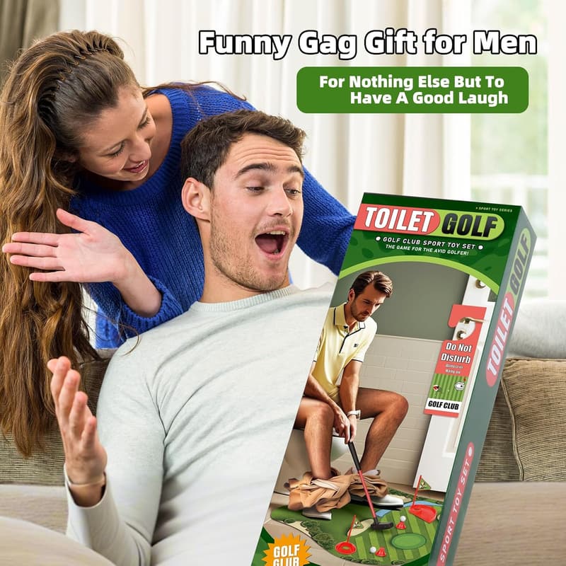 Toilet Golf Game - Fun Bathroom Gift for Men