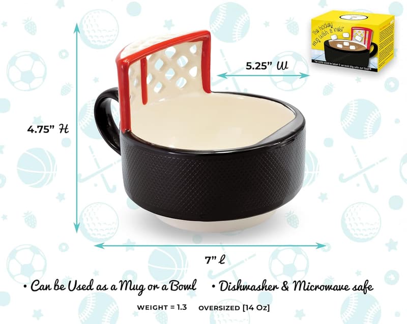 Hockey Mug with Net - Funny Novelty Gift for Sports Lovers