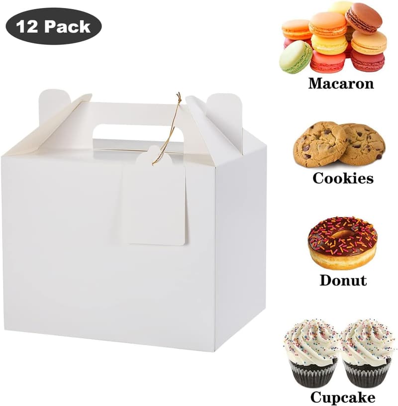 White Gable Gift Boxes - 12 Pack for Kids' Birthday Party