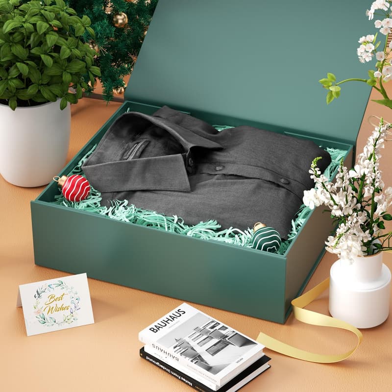 Forest Green Gift Box with Magnetic Closure for Clothing